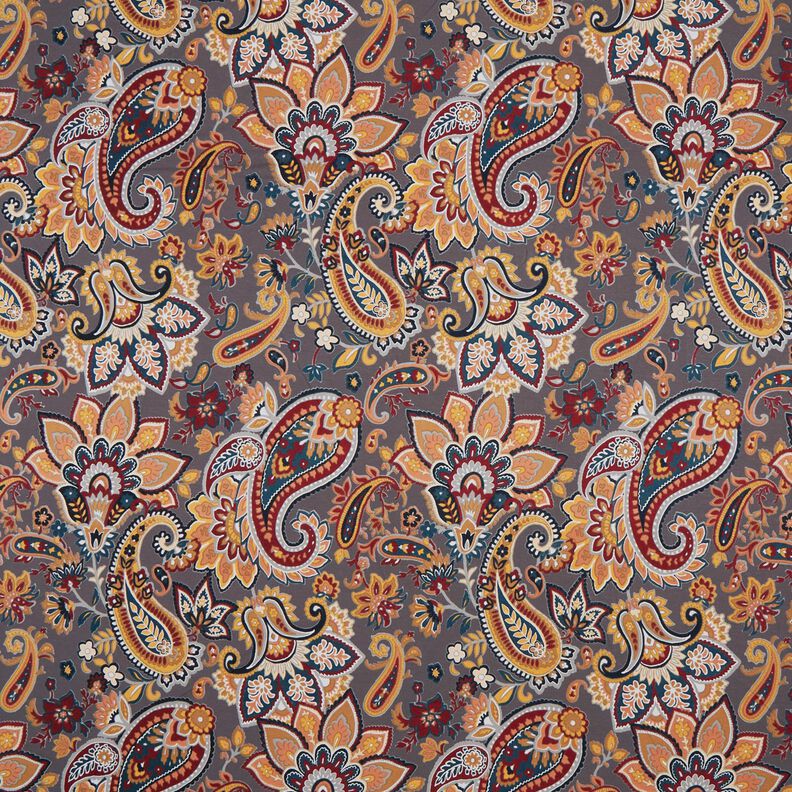 Tela de jersey de viscosa Paisley – piedra gris/mostaza,  image number 1