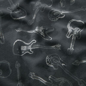 Tela de jersey de algodón Guitarras eléctricas Impresión digital – negro/antracito, 