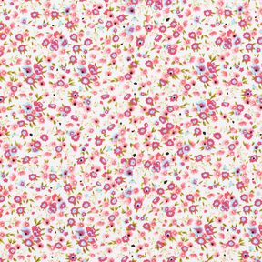 Popelina de algodón mil flores – blanco/pink, 