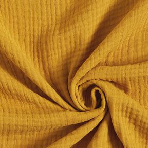 GOTS Muselina de algodón de tres capas – amarillo curry, 