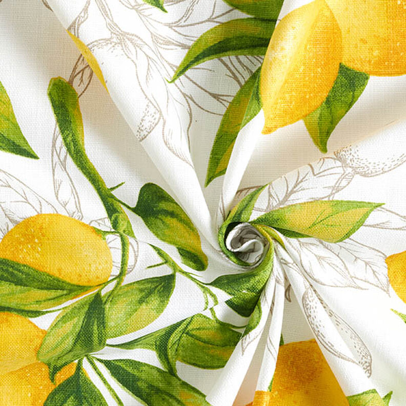 Tela decorativa Panama Limones – blanco/amarillo limón,  image number 3