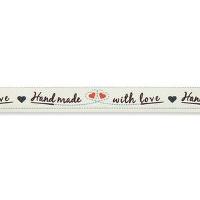Cinta «Handmade with Love» [ 15 mm ] – blanco lana/rojo, 