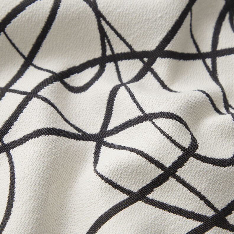 Tela decorativa Jacquard Líneas abstractas – marfil/negro,  image number 2