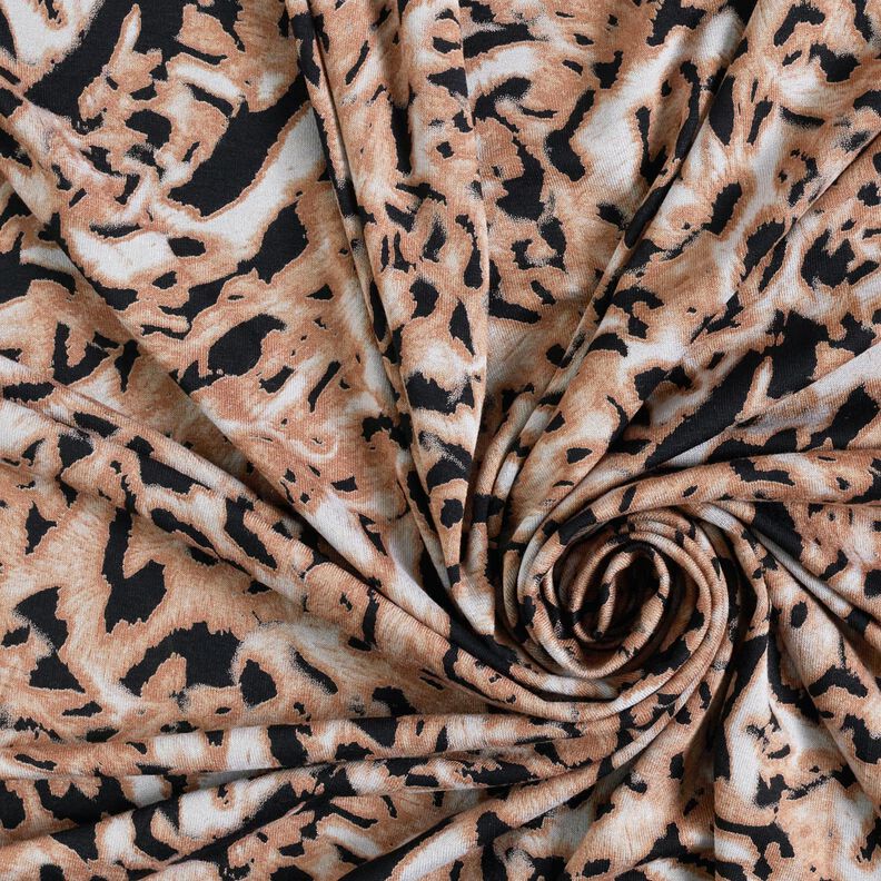 Tela de jersey de viscosa Estampado de leopardo abstracto – marrón claro/negro,  image number 3