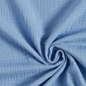 GOTS Muselina de algodón de tres capas – azul metálico | Retazo 50cm, 