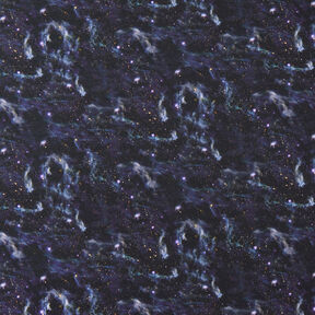 Tela de jersey de algodón Brillo espacial Impresión digital – negro/rojo lila, 