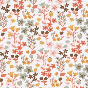 Tela de algodón Cretona Filigrana de flores – naranja/blanco, 
