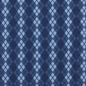Tela de jersey de algodón Patrón de rombos – azul marino/azul vaquero claro, 