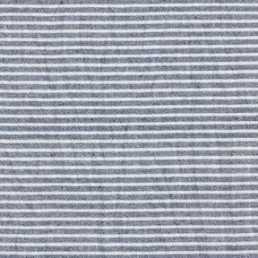 Tela de algodón aspecto lino rayas estrechas – blanco/azul marino, 