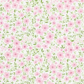 Tela decorativa Satén de algodón Mar de flores – rosa oscuro/blanco, 