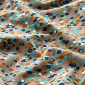 Tela de jersey de algodón Confeti de colores – duna/abeto azul, 