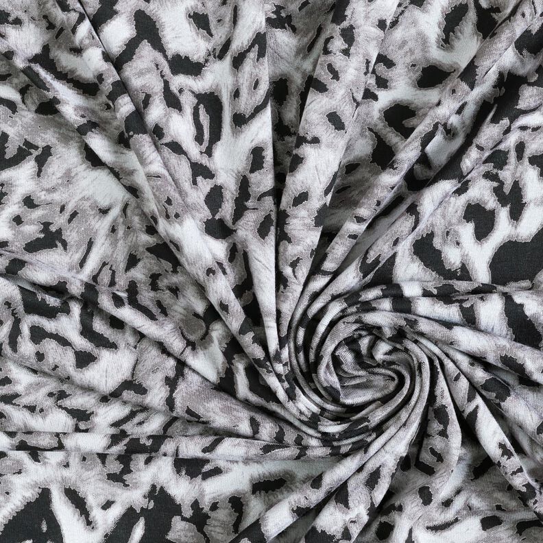 Tela de jersey de viscosa Estampado de leopardo abstracto – gris plateado/negro,  image number 3