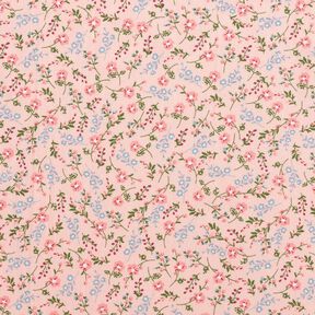 Popelina de algodón Estampado de florecillas – rosado/azul claro, 
