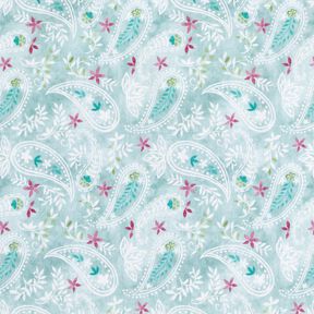 Popelina de algodón Sueño floral paisley Impresión digital – azul hielo, 