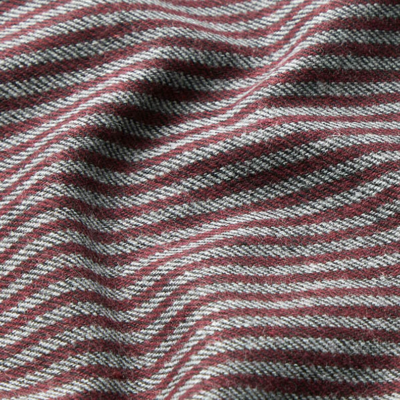 Tela para pantalón a rayas – merlot/gris,  image number 2