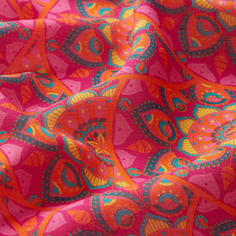 Gasa de viscosa con mandala – púrpura/naranja,  image number 2