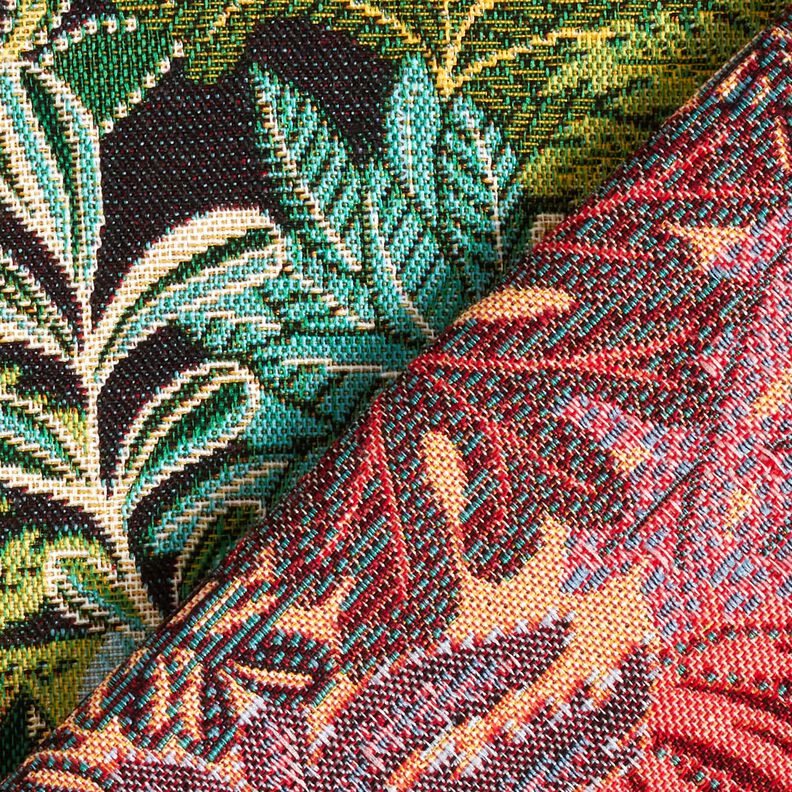 Tela decorativa Jacquard Hojas de la jungla – negro/verde,  image number 4