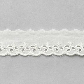 Cinta de encaje Hojas festoneada [ 30 mm ] – blanco lana, 