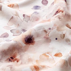 GOTS Tela de jersey de algodón Impresión digital acuarela rosas silvestres – blanco/rosa viejo claro, 