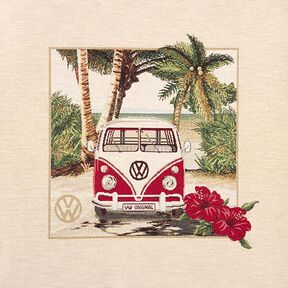 Tela decorativa Pieza de tapiz VW Bulli – naturaleza/rojo, 