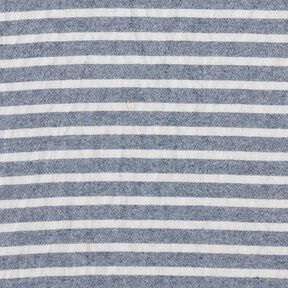 Tela de algodón aspecto lino rayas anchas – blanco/azul marino, 