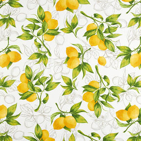 Tela decorativa Panama Limones – blanco/amarillo limón, 