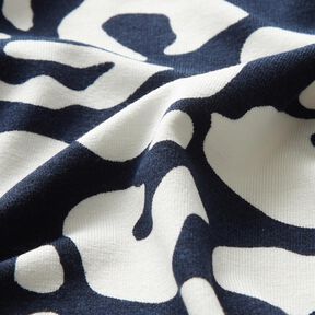 Tela de jersey de viscosa Manchas leopardo abstractas – azul noche/blanco, 