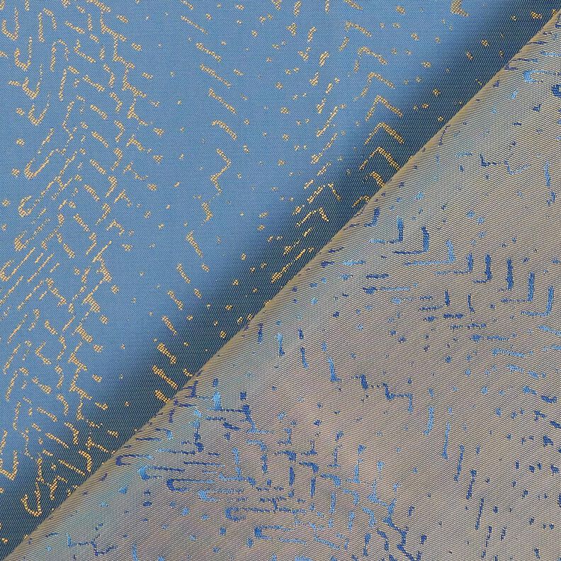 Tela de forro Jacquard Patrón de escamas – azul/dorado,  image number 4