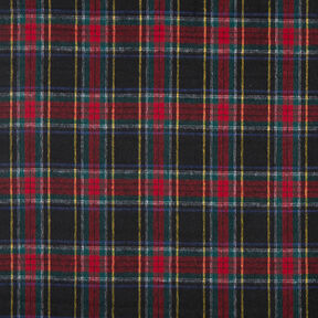 Tela de lana virgen para abrigo a cuadros escoceses – negro/rojo, 