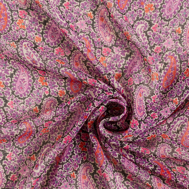 Gasa crepe Chiffon Paisley – rojo lila,  image number 3