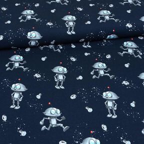 Tela de jersey de algodón Robots | Glitzerpüppi – azul marino, 