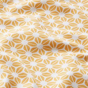 Tela de jersey de algodón Patrón floral abstracto – blanco lana/amarillo curry, 