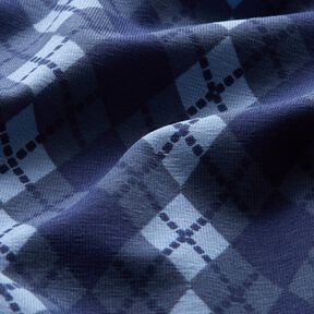 Tela de jersey de algodón Patrón de rombos – azul marino/azul vaquero claro, 