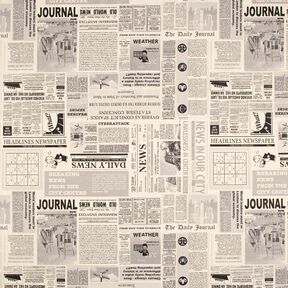 Tela decorativa Panama media periódico vintage – naturaleza/negro, 
