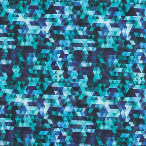 Tejido Softshell Triángulos de colores Impresión digital – azul noche/turquesa, 