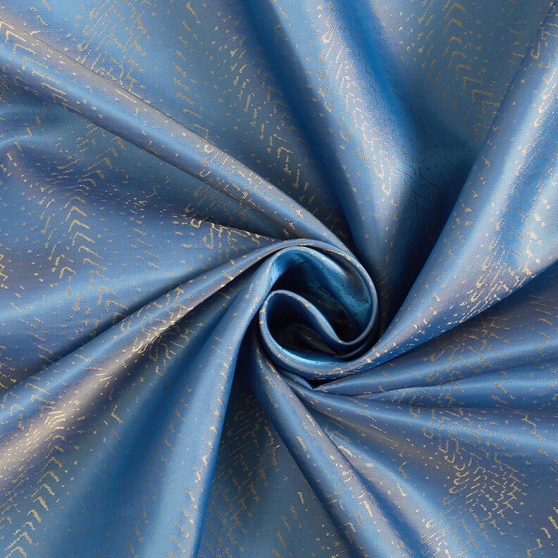 Tela de forro Jacquard Patrón de escamas – azul/dorado,  image number 3