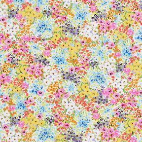 Tela de algodón Popelina Flores coloridas – lavanda/azul, 
