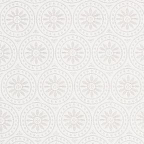 Telas para exteriores Jacquard Adornos círculos – gris claro/blanco lana, 