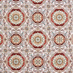 Tela decorativa Tapiz Mandalas orientales – carmín/marfil, 