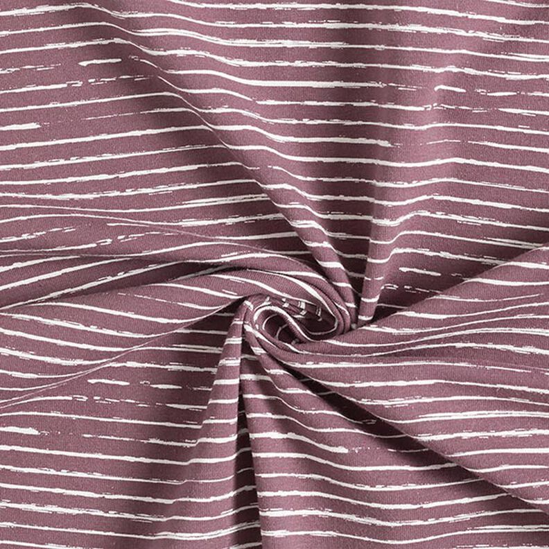 Tela de jersey de algodón Rayas Skribbel – berenjena,  image number 3