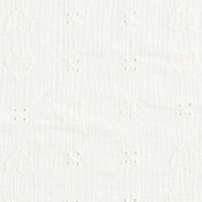 Muselina/doble arruga Bordado inglés Corazones – blanco lana, 