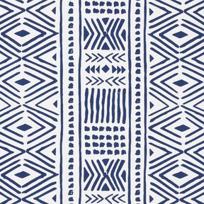 Tela decorativa Lona Étnico – azul marino/blanco, 