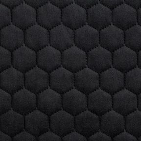 Tela de tapicería Terciopelo acolchado en diseño de panal – negro, 