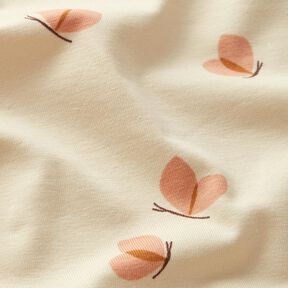 Tela de jersey de algodón Mariposa delicada – crema, 