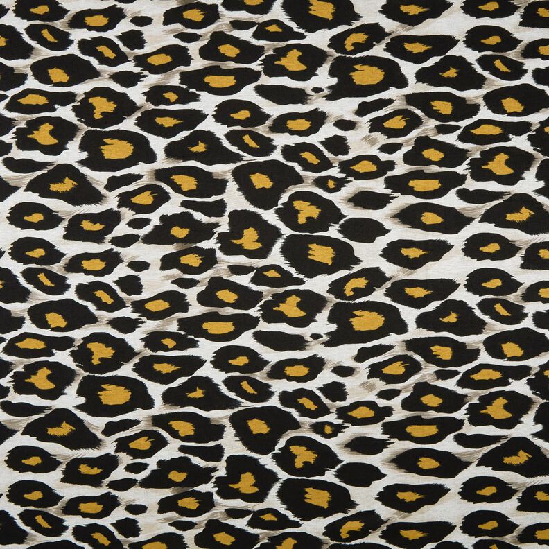 Tela de jersey de viscosa Grandes manchas de leopardo – gris claro/amarillo curry,  image number 1