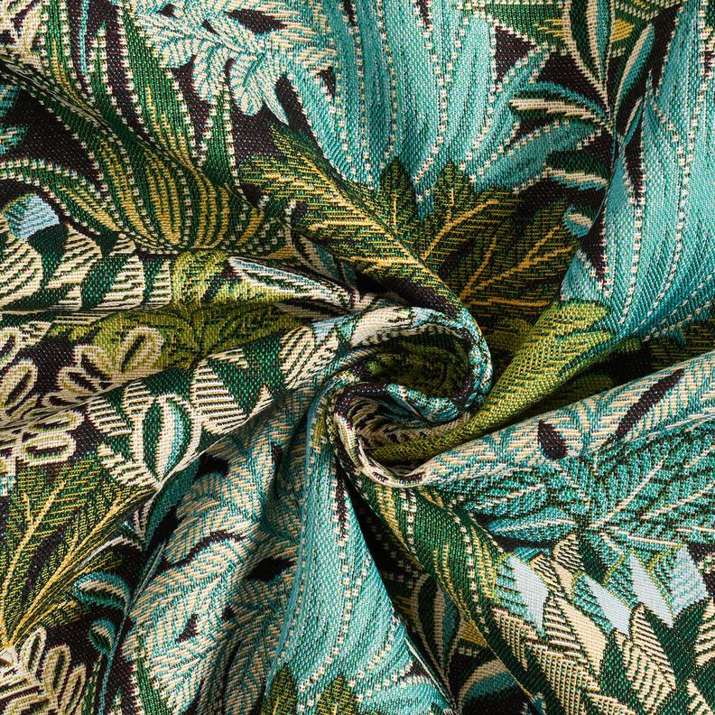 Tela decorativa Jacquard Hojas de la jungla – negro/verde,  image number 3