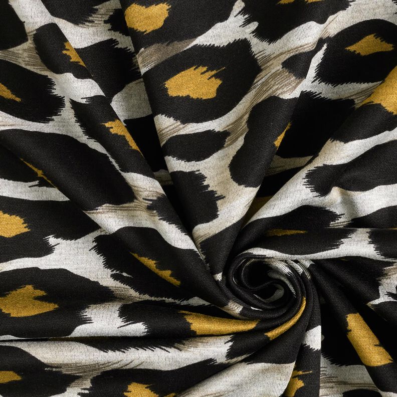 Tela de jersey de viscosa Grandes manchas de leopardo – gris claro/amarillo curry,  image number 3