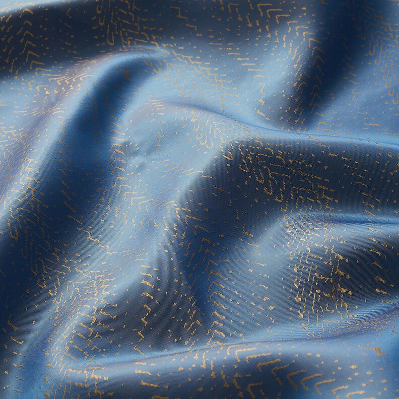 Tela de forro Jacquard Patrón de escamas – azul/dorado,  image number 2