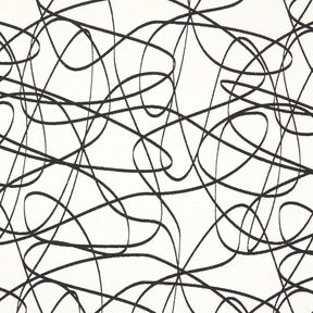 Tela decorativa Jacquard Líneas abstractas – marfil/negro, 