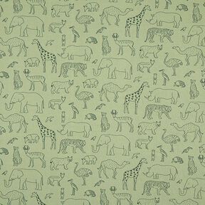 Felpa francesa veraniega gezeichnete Safari-Tiere – caqui claro, 